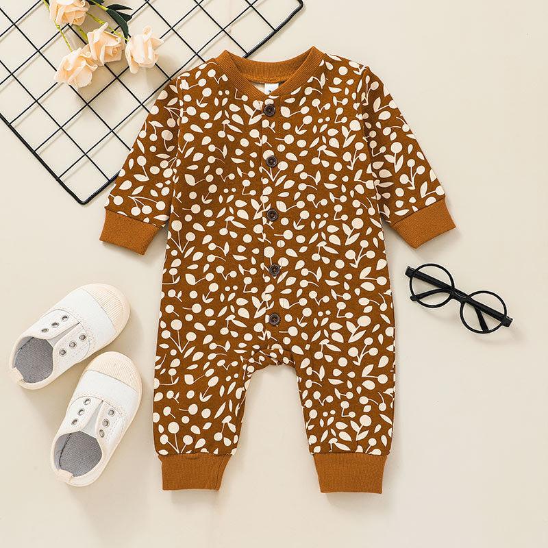 Baby Printed Single Row Button Jumpsuit - PrettyKid