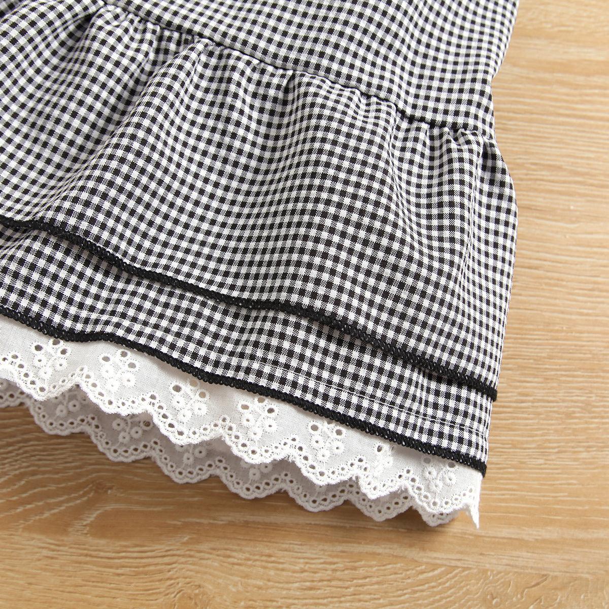 Toddler Kids Girls Long Sleeved Knitted Lace Neckline Top Lattice Lace Skirt Hat Three Pieces Set - PrettyKid