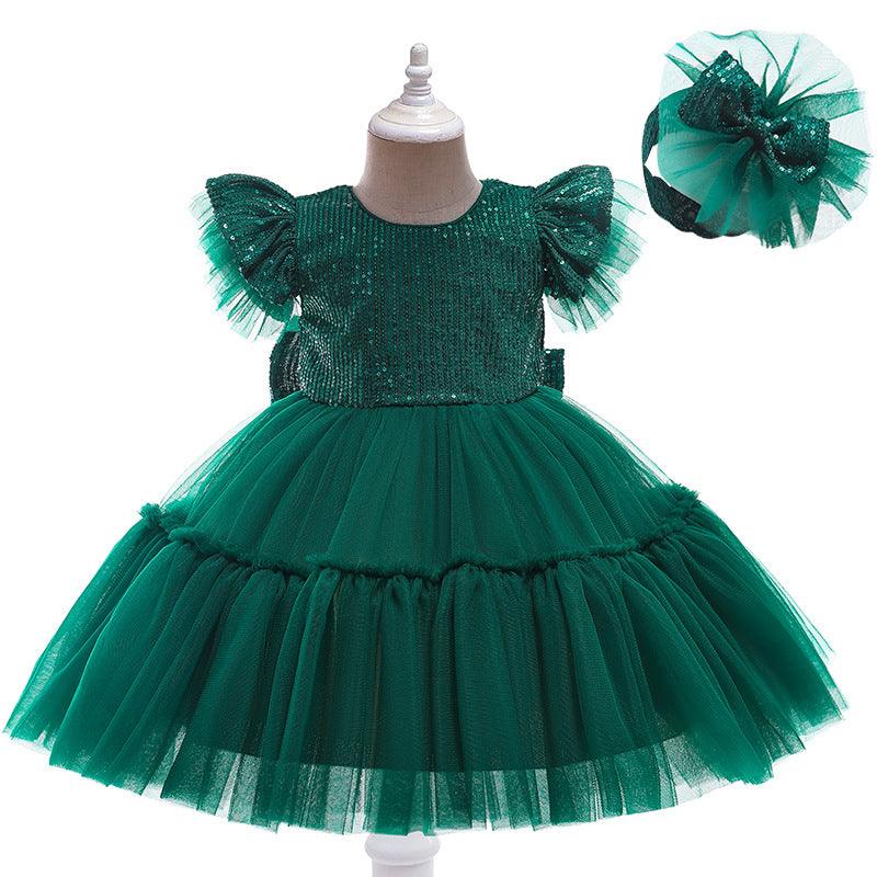 Christmas Girls Dresses Princess Dress Bow Mesh Halloween Dress Set - PrettyKid