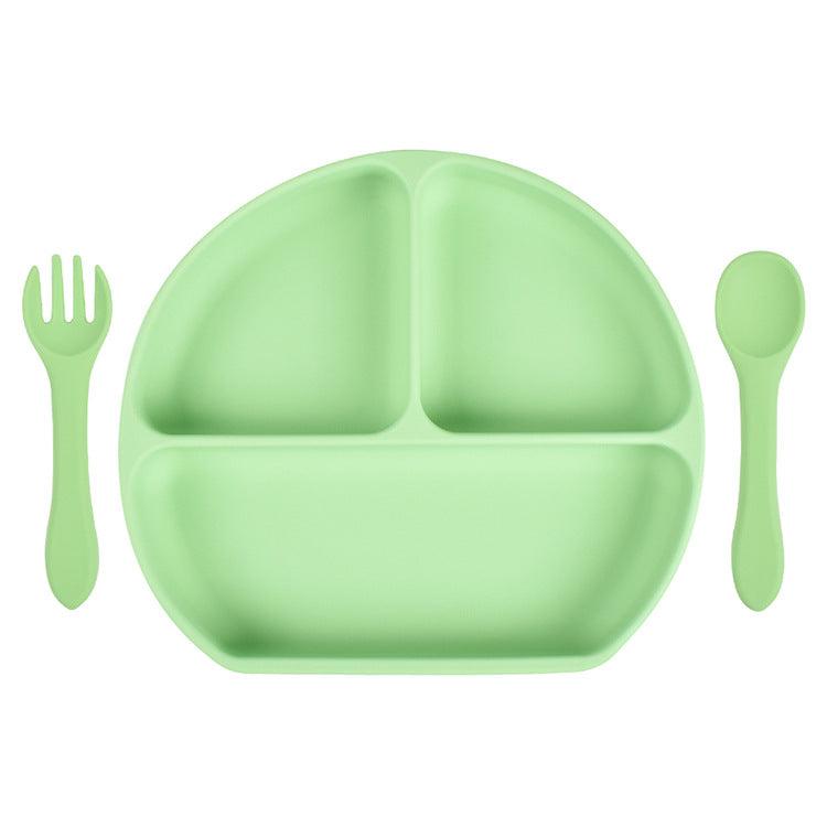 Baby Silicone Plate Fork Spoon Set - PrettyKid