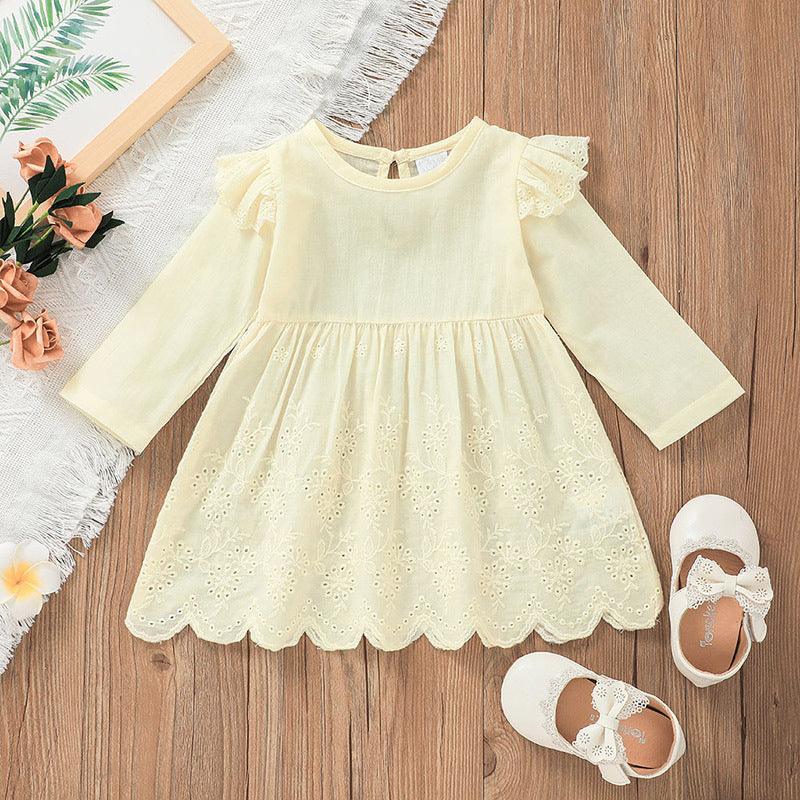 Toddler Girls Solid Color Lace T-shirt Floral Print Shorts Set - PrettyKid