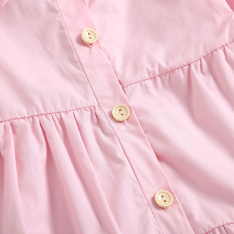Toddler Kids Girls Pink Shirt Dress PU Leather Vest Suit - PrettyKid