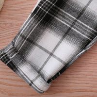 Toddler Kids Girls Solid Color Long Sleeve Top Black and White Plaid Suspender Suit Children's Boutique Suppliers - PrettyKid