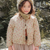 2022 Autumn and Winter Girls Lace-up Fur Ball Flower Print Zipper Jacket - PrettyKid