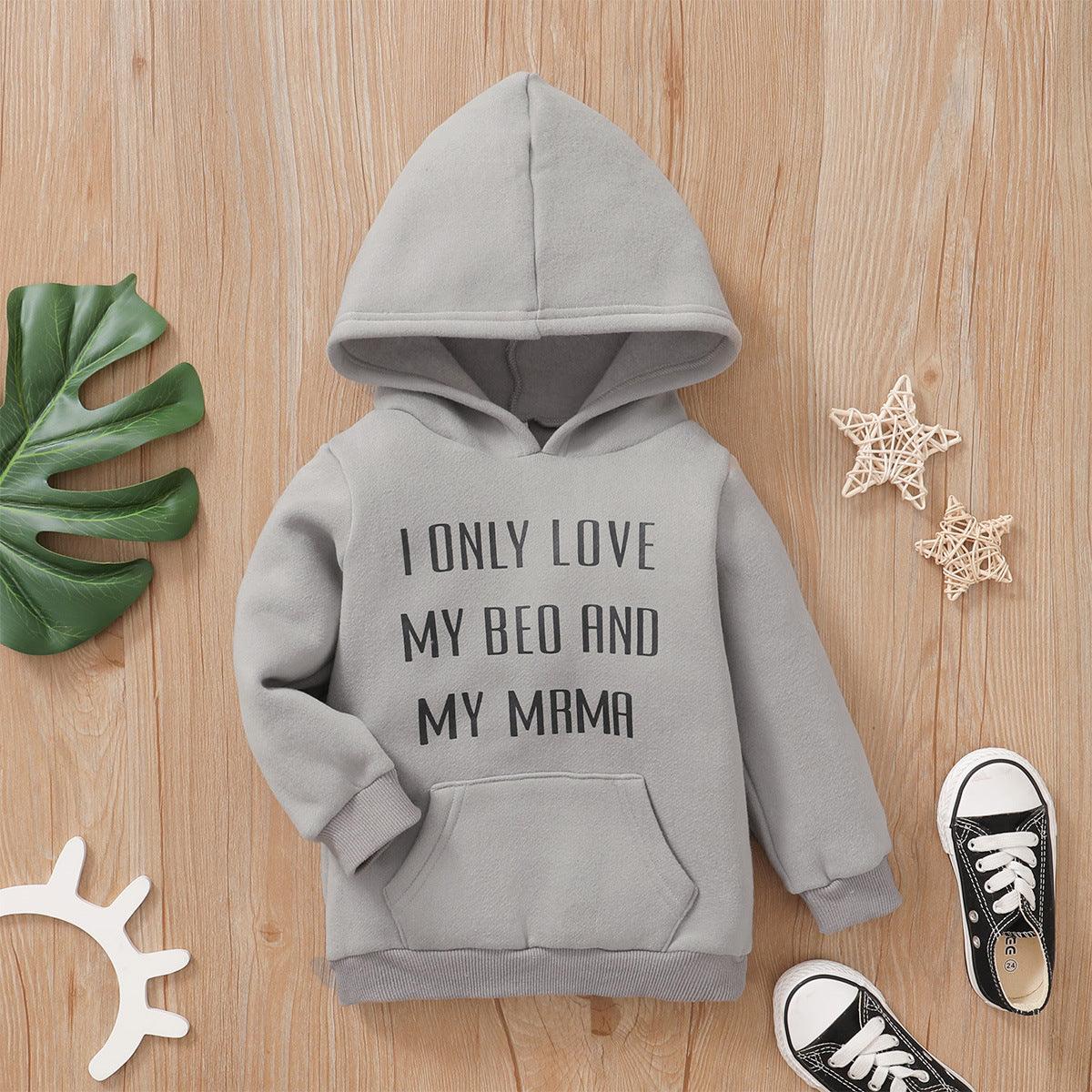 Toddler Kids Boys Girls Solid Letter Printed Long Sleeve Hoodie - PrettyKid