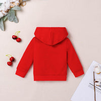 Toddler Kids Boys Girls Solid Christmas Elk Letter Print Hoodie - PrettyKid