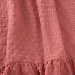 Kids Girls Solid Dot Embossed V-neck Short Sleeve Dress - PrettyKid