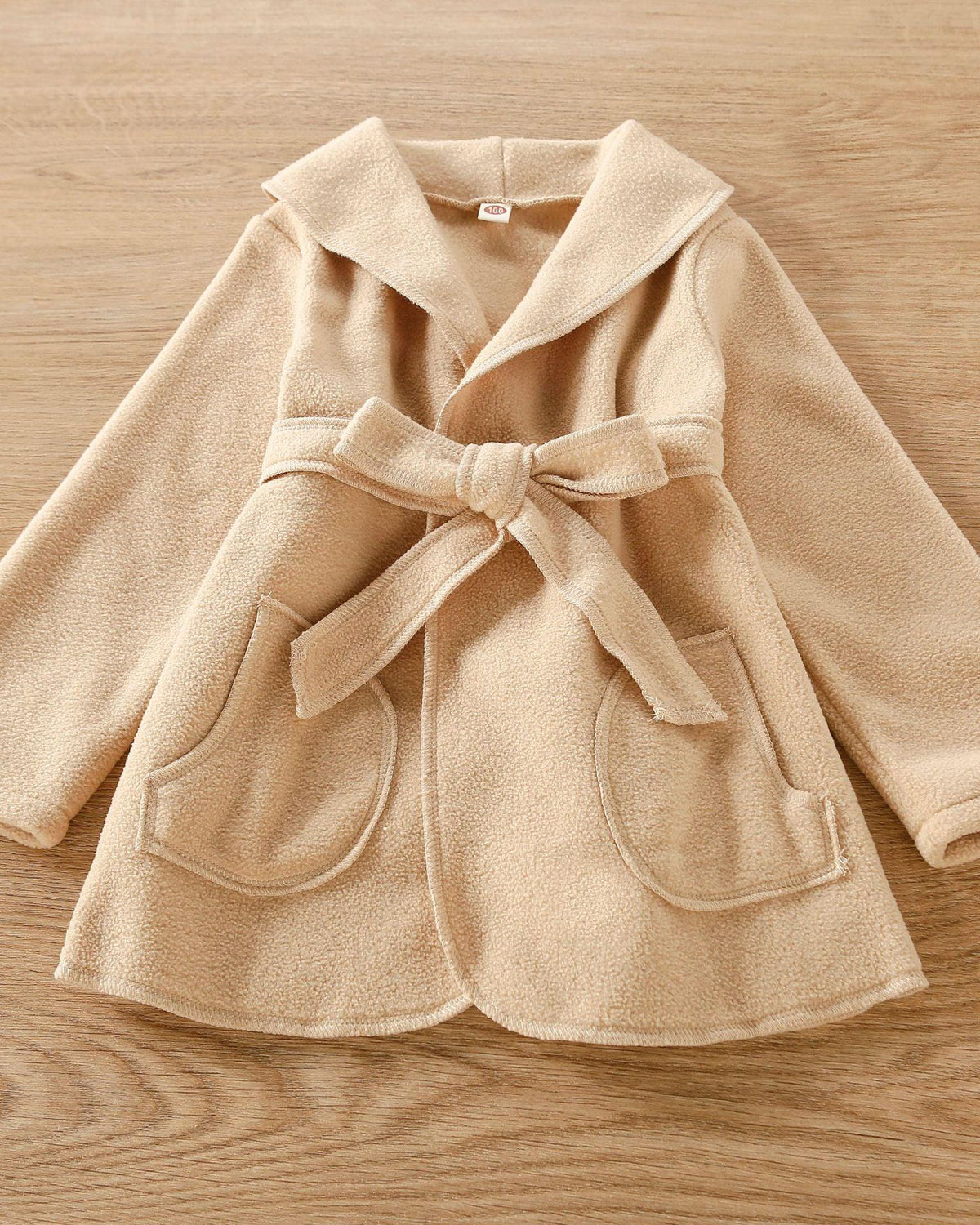 Toddler Kids Girls Solid Color Waist Trench Coat Jacket - PrettyKid