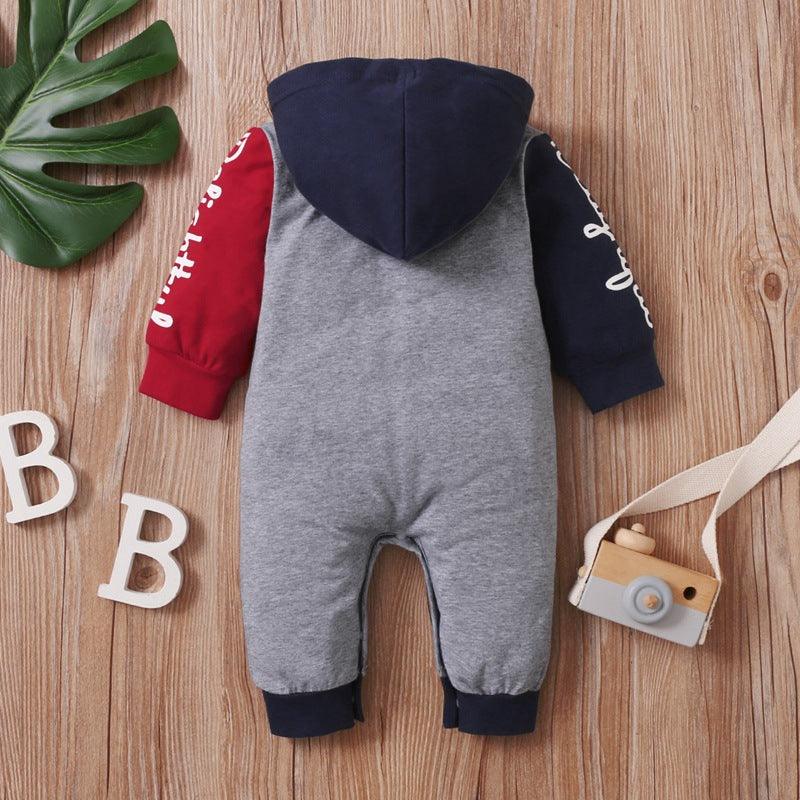 Baby Boys Girls Color Blocking Hooded Long-sleeved Jumpsuit - PrettyKid