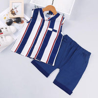 Toddler Kids Sleeveless Striped Shirt Solid Shorts Set - PrettyKid