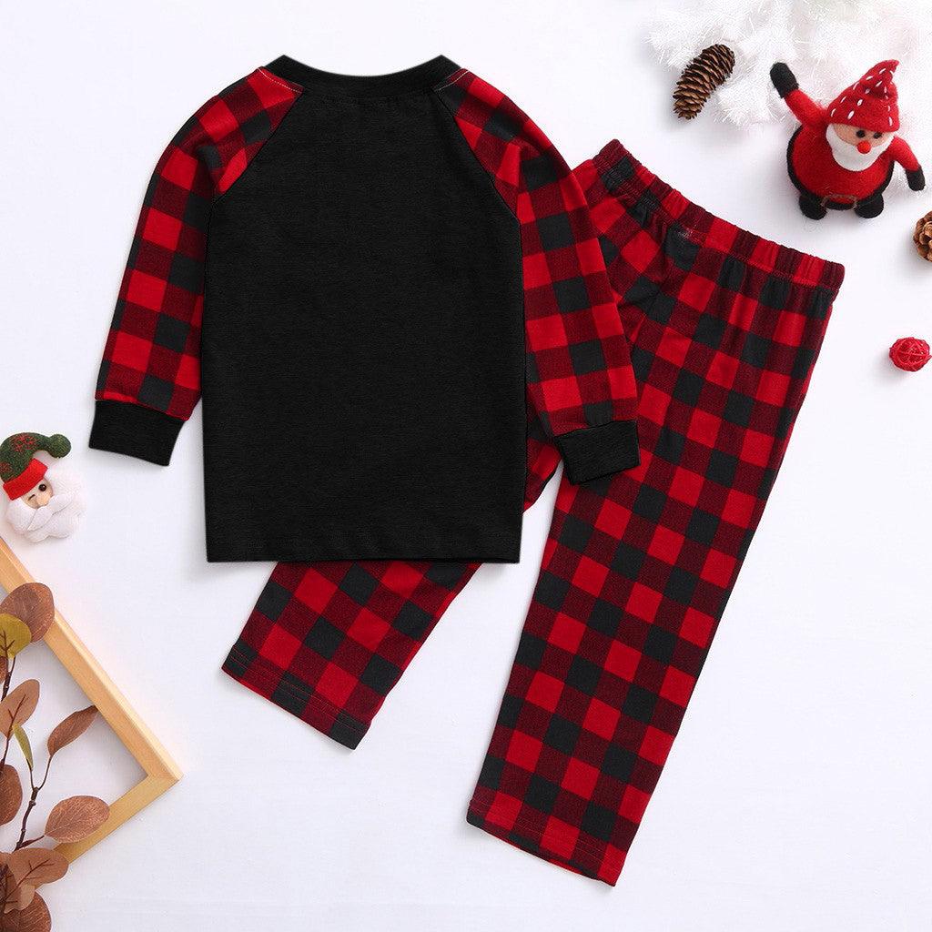 Parent-Child Merry Christmas Elk Plaid Printed Pajamas Sets Mommy And Me Outfits Wholesale - PrettyKid