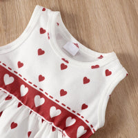 Toddler Girls Solid Color Love Printed Sweater Vest Skirt Set - PrettyKid