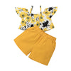 Toddler Kids Girls Floral Print Suspender Top Solid Shorts Set - PrettyKid