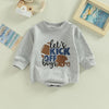 Baby Boys Solid Color Rugby Ball Letter Print Long-sleeved Jumpsuit - PrettyKid