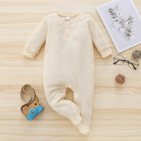 Baby Boy Girls Solid Color Foot Wrap Jumpsuit - PrettyKid