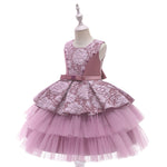 Kids Girls' Gauze Jacquard Fluffy Dress Children's Clothes Manufacturers Wholesale - PrettyKid