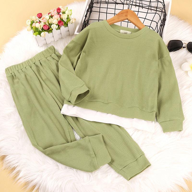 Toddler Kids Boys and Girls Solid Color Long Sleeved Leisure Suit - PrettyKid