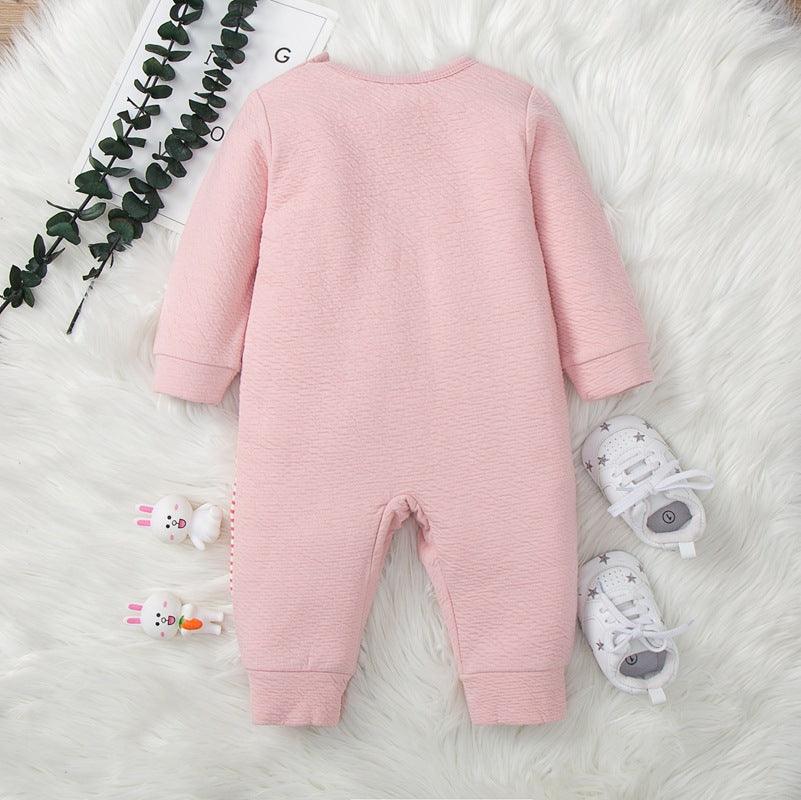 Baby Girls Cute Rabbit Print Stripe Jumpsuit - PrettyKid