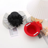 Girl 3D Flower Decor Mesh Formal Hat - PrettyKid