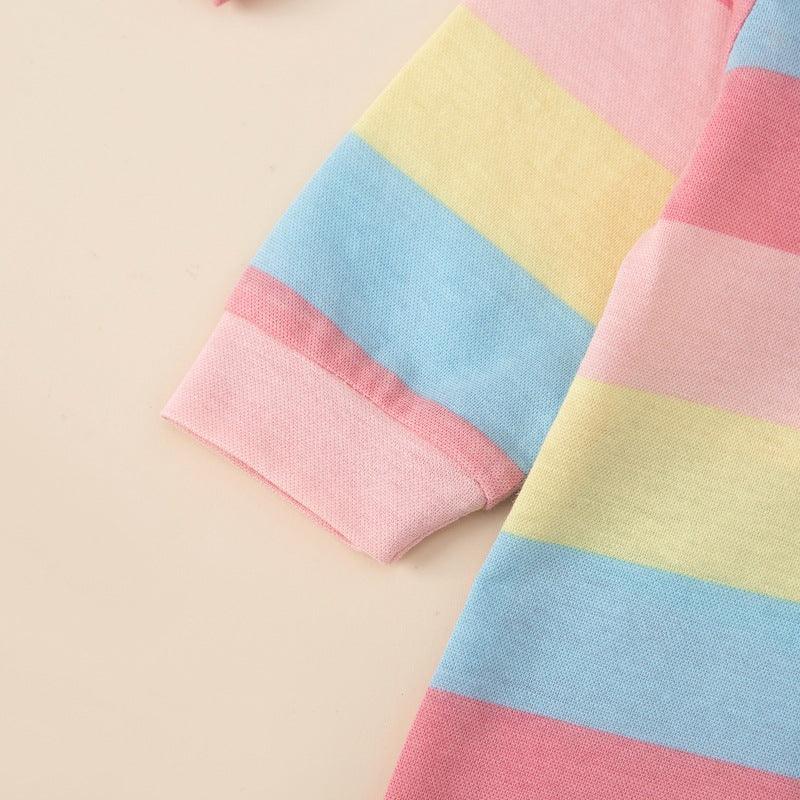 Rainbow Striped Wrap Leg Diagonal Baby Jumpsuit - PrettyKid