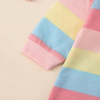 Rainbow Striped Wrap Leg Diagonal Baby Jumpsuit - PrettyKid