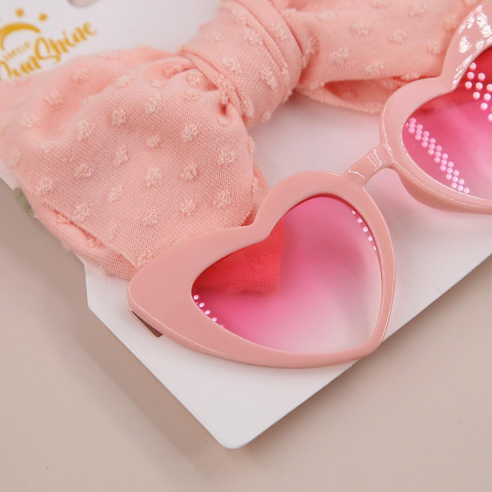 Children's Sunglasses New Vintage Love Glasses Set Hair Band Set