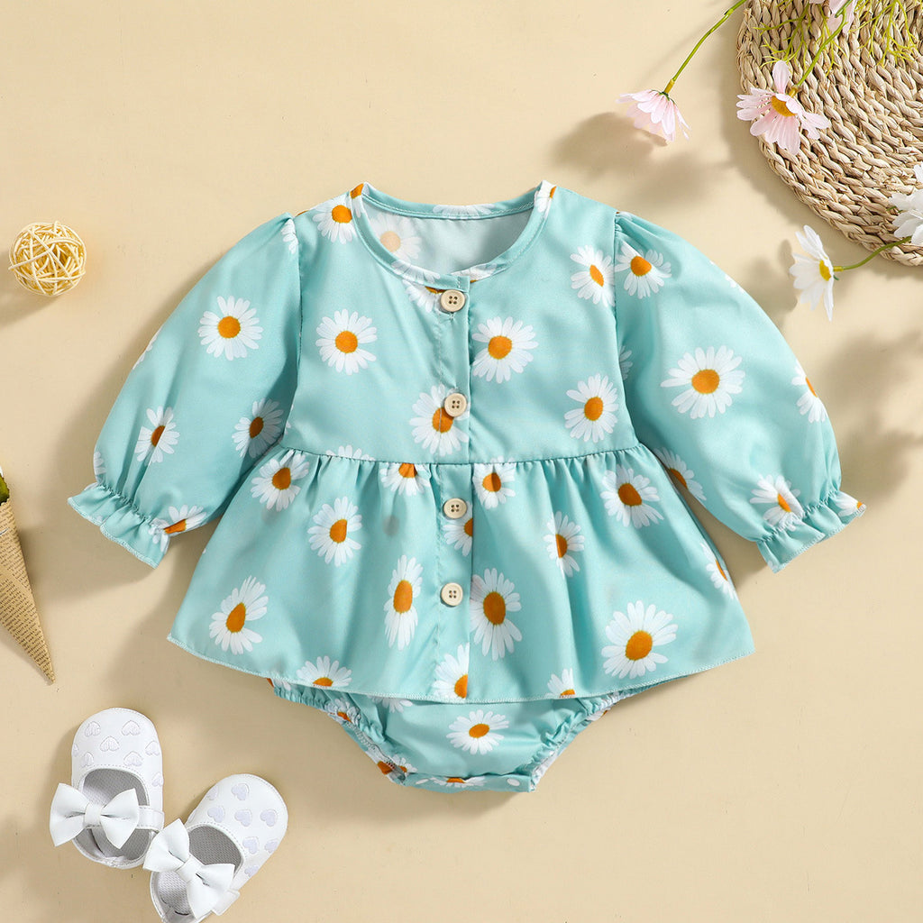 Baby Girls Daisy Flower Jumpsuit Little Girl Clothing Vendors - PrettyKid