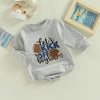 Baby Boys Solid Color Rugby Ball Letter Print Long-sleeved Jumpsuit - PrettyKid