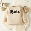 Toddler Kids Simple Letter Print Solid Color Sweater - PrettyKid