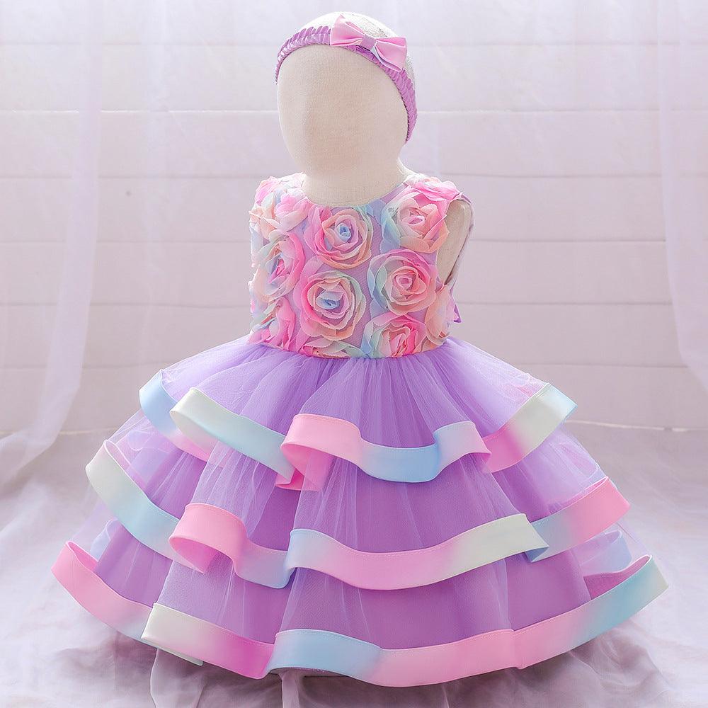 Baby Girls Flower Cake Puffy Skirt Baby Girl Dresses Wholesale - PrettyKid