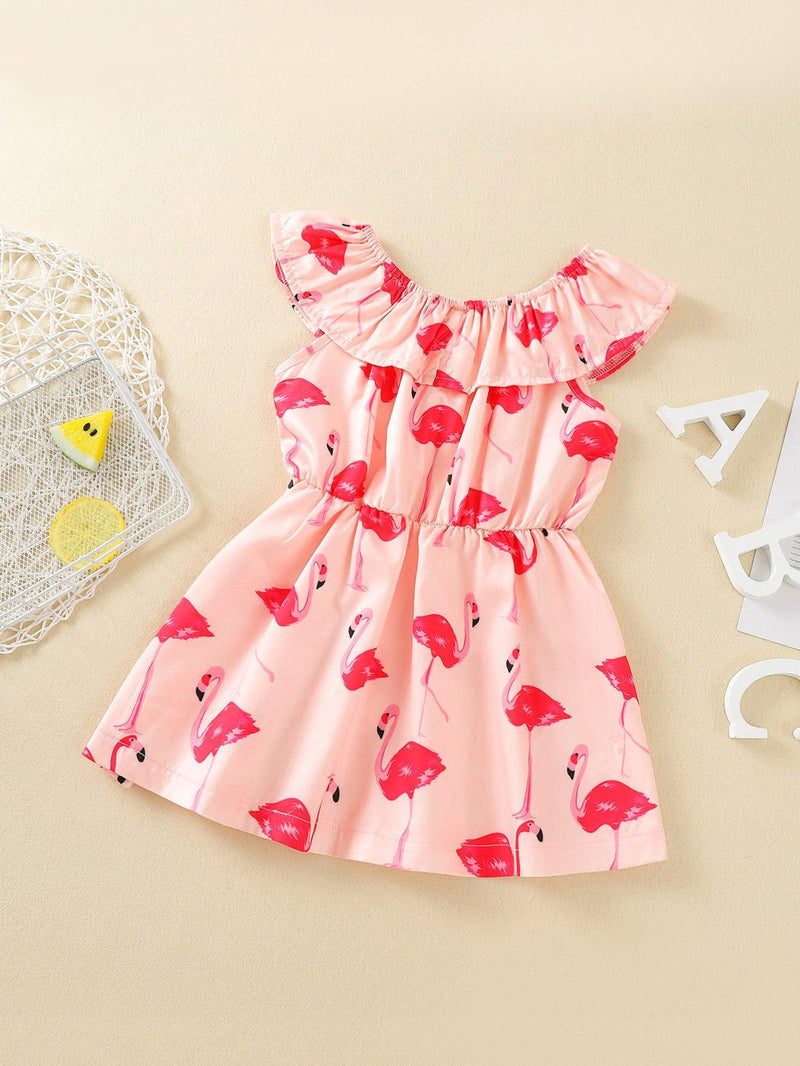 Toddler Girls Solid SWAN Print Dress - PrettyKid