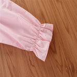 Toddler Kids Girls Solid Color Long Sleeve Dress Suspender Vest Two Piece Set - PrettyKid