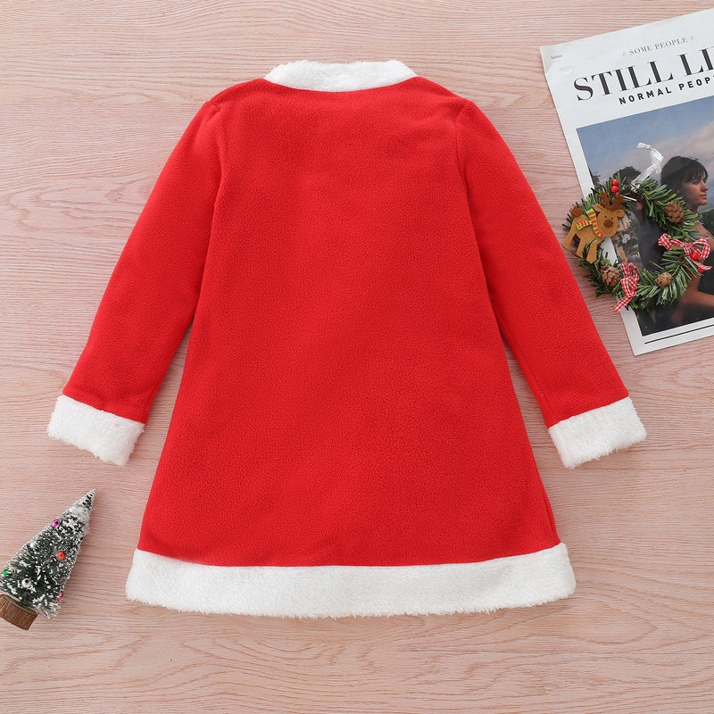 Toddler Kids Girls Round-necked Santa Long-sleeved Dress Trendy Girl Clothes Wholesale - PrettyKid