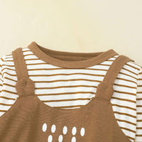 Baby Boys Long Sleeve Striped Cute Bear One-piece Suit Hat Set - PrettyKid