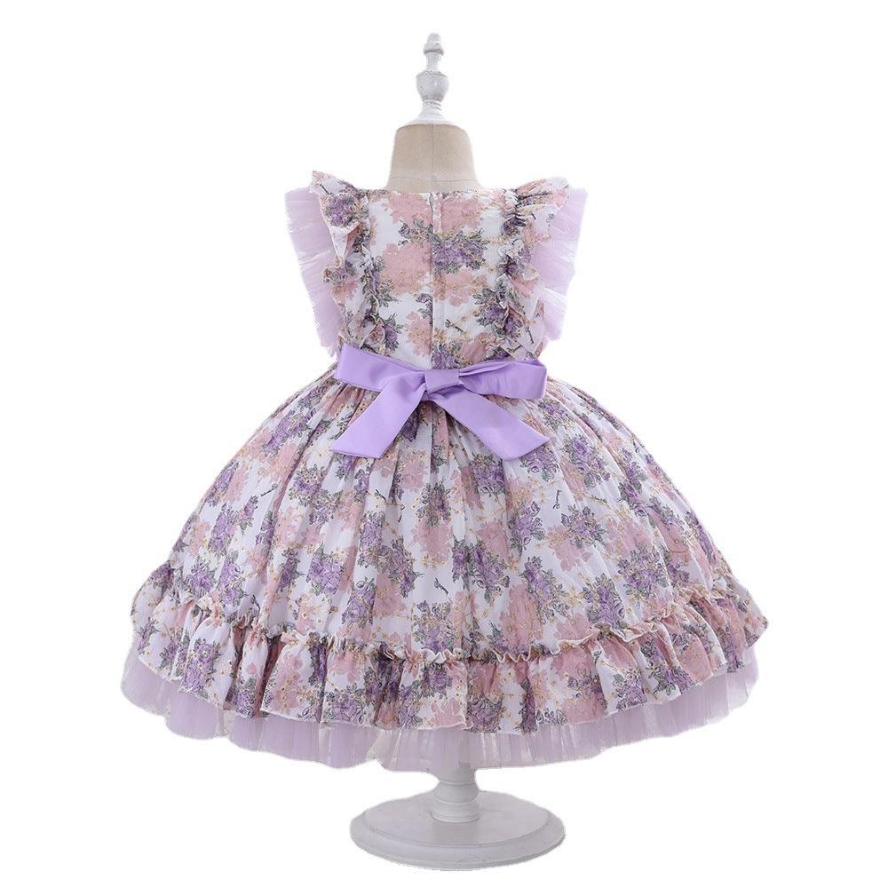 Girl's Court Style Lolita Sleeveless Printing Lovely Fluffy Skirt Wholesale Little Girl Dresses - PrettyKid