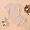 Toddler Kids Boys Girls Summer Solid Short Sleeve Waffle Suit - PrettyKid