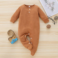 Baby Boy Girls Solid Color Foot Wrap Jumpsuit - PrettyKid