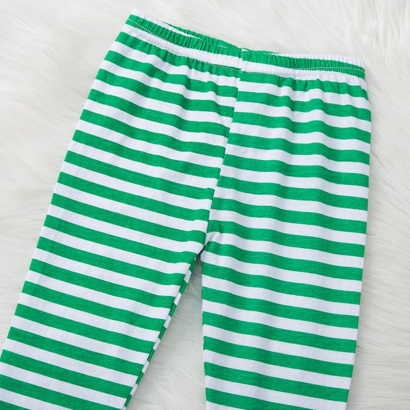 Baby Letter Green Stripe Jumpsuit Pants Christmas Suit - PrettyKid