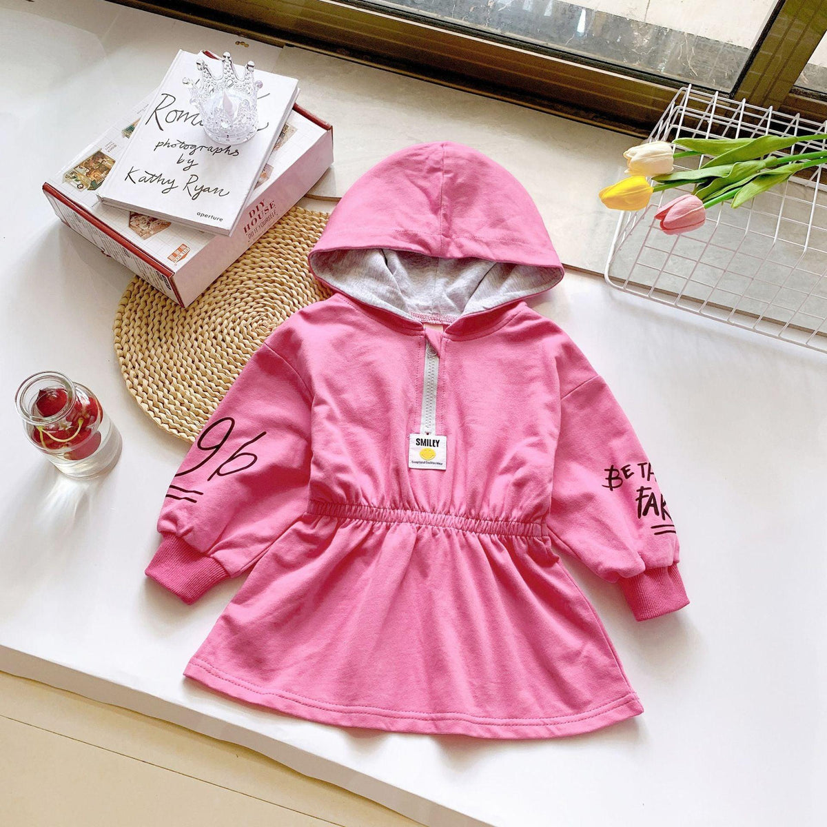 Toddler Girls Solid Hooded Zip Long Sleeve Coat - PrettyKid