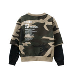Toddler Kids Boys Letter Print Camouflage Round Neck Long Sleeve Top - PrettyKid