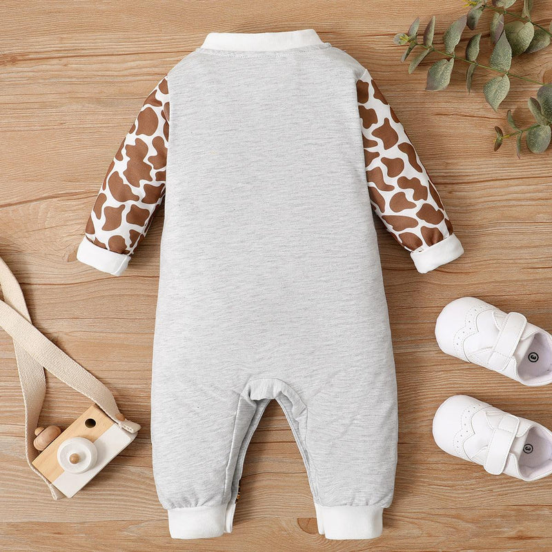 Baby Boys Girls Cartoon Deer Leopard Print Jumpsuit - PrettyKid