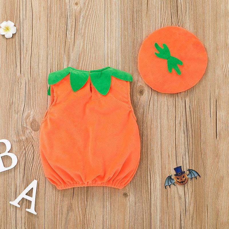 Baby Boys Girls Cute Pumpkin Dress Sleeveless Jumpsuit Halloween Dress Wholesale Baby Clothes Bulk - PrettyKid