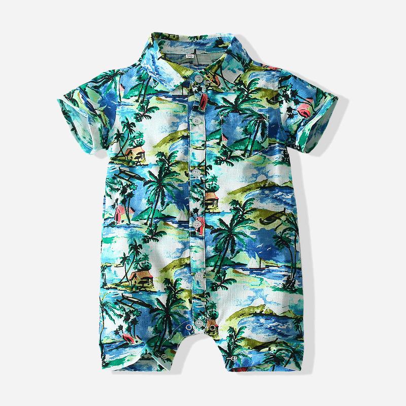 Baby Clothing Wholesale Short Sleeve Vacation Beach Style Pineapple Jumpsuit - PrettyKid