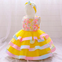 Baby Girls Flower Cake Puffy Skirt Baby Girl Dresses Wholesale - PrettyKid