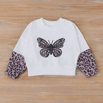 Toddler Kids Girls Cartoon Butterfly Embroidery Leopard Print Mosaic Set - PrettyKid