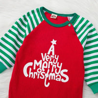 Baby Letter Green Stripe Jumpsuit Pants Christmas Suit - PrettyKid