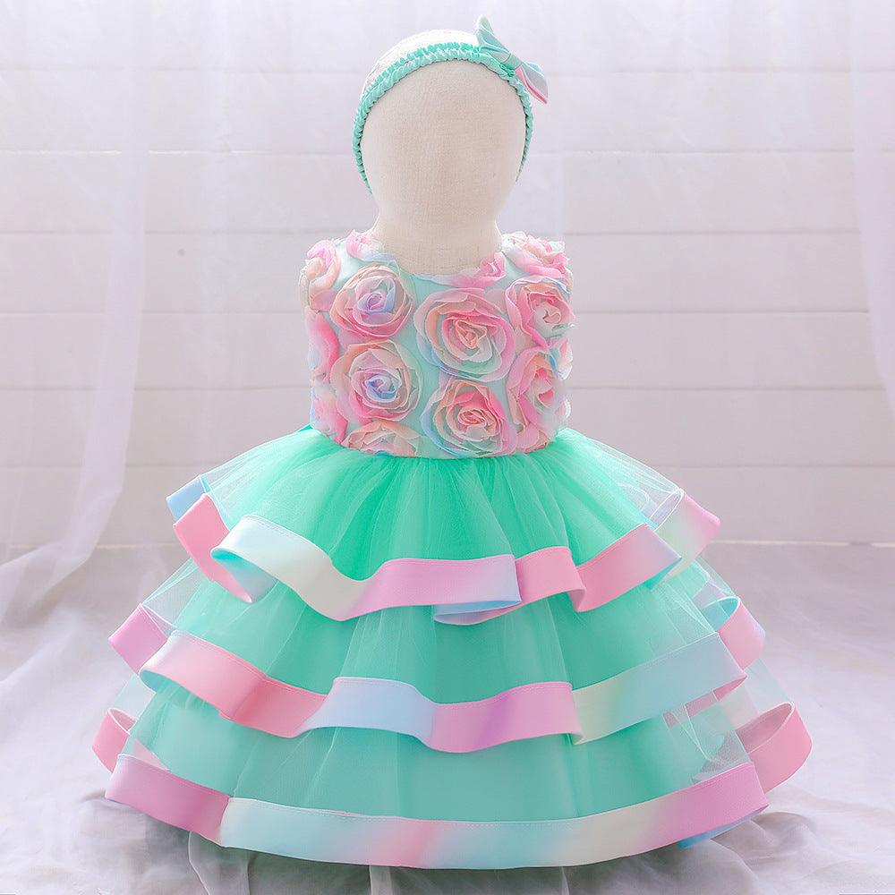 Baby Girls Flower Cake Puffy Skirt Baby Girl Dresses Wholesale - PrettyKid