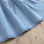 Toddler Kids Girls Blue Denim Short-sleeved Princess Dress Wholesale Little Girl Dresses - PrettyKid