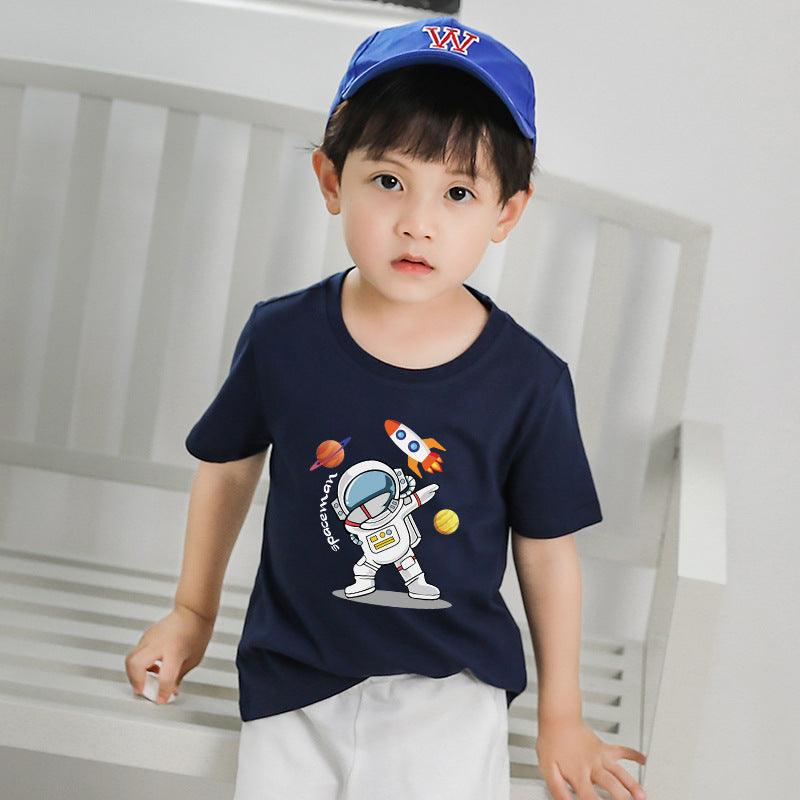 9M-12Y Short Sets For Boys Astronaut Short Sleeve Drawstring Kids Clothes Wholesale - PrettyKid