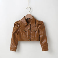 Children's Handsome Motorcycle Clothes Leisure PU Leather Coat - PrettyKid